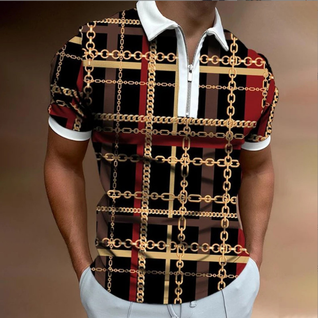 Mens Short-Sleeved Polo Shirt 2025 Summer New Printed Color Brand T-Shirt Men's