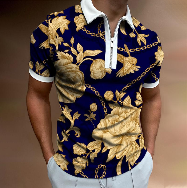 Mens Short-Sleeved Polo Shirt 2025 Summer New Printed Color Brand T-Shirt Men's