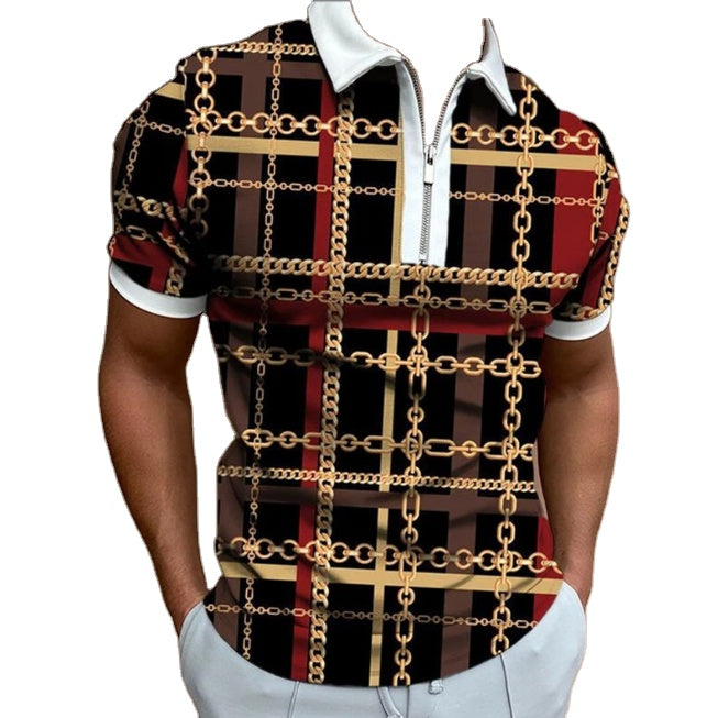 Mens Short-Sleeved Polo Shirt 2025 Summer New Printed Color Brand T-Shirt Men's