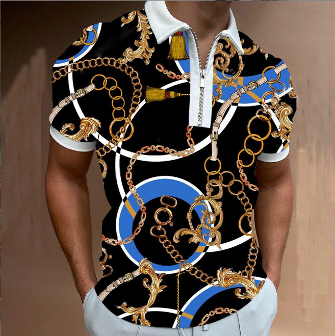 Mens Short-Sleeved Polo Shirt 2025 Summer New Printed Color Brand T-Shirt Men's